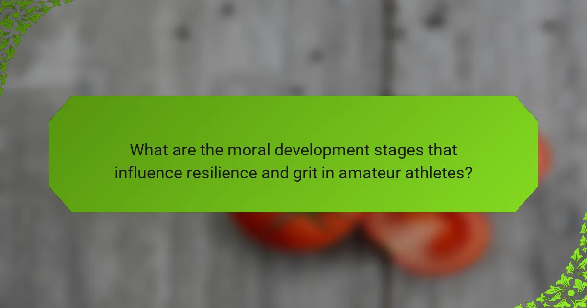 What are the moral development stages that influence resilience and grit in amateur athletes?
