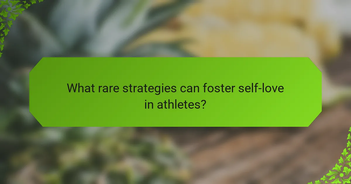 What rare strategies can foster self-love in athletes?